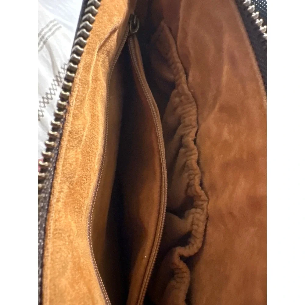 Patricia Nash Tan Leather Embossed Floral Wristlet Clutch Pouch Bag